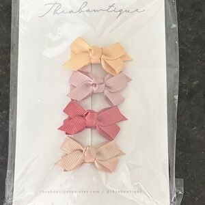 Pastel Bow Hair Clip Set - Pink & Peach Tones Baby